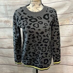 Peace of Cloth Sweater Animal Print Cotton Cashmere Size XS Gray
